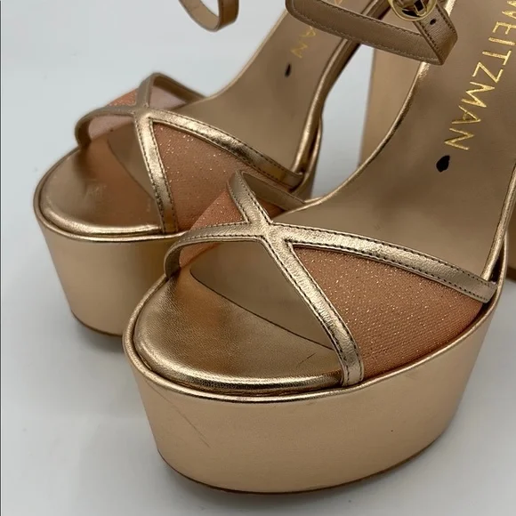 Stuart Weitzman Gold NOCHE SKYHIGH 145 PLATFORM SANDAL
